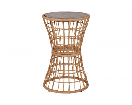 BLNK - Devon Indoor-Outdoor Natural Finish Rattan Rope Table with Acacia Wood Top