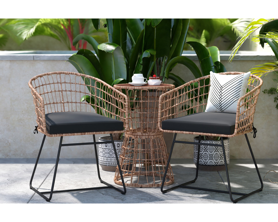 BLNK Devon Indoor-Outdoor Natural Patio Bistro Set 3-Piece