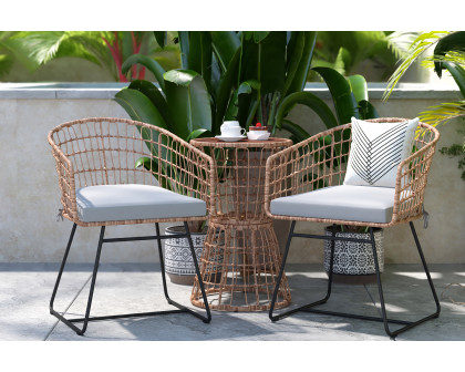 BLNK Devon Indoor-Outdoor Natural Patio Bistro Set 3-Piece