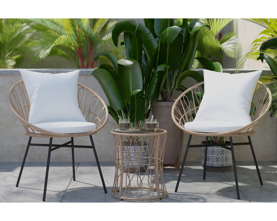 BLNK Devon Indoor-Outdoor Tan Bistro Set 3-Piece