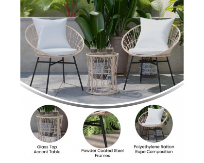 BLNK Devon Indoor-Outdoor Tan Bistro Set 3-Piece - Light Gray