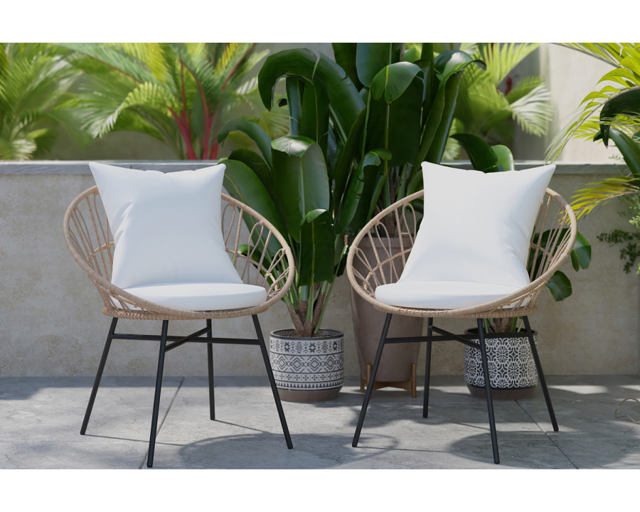 BLNK Devon Indoor-Outdoor Modern Papasan Patio Chairs Set of 2