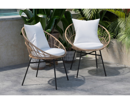 BLNK Devon Indoor-Outdoor Modern Papasan Patio Chairs Set of 2