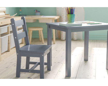 BLNK Kyndl Kids Solid Hardwood Table and Chair Set 3 Piece - Gray