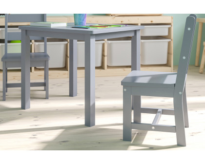 BLNK Kyndl Kids Solid Hardwood Table and Chair Set 3 Piece - Gray