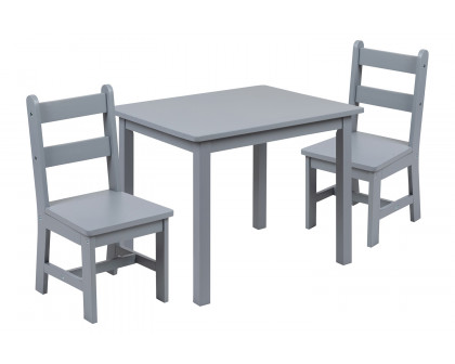 BLNK Kyndl Kids Solid Hardwood Table and Chair Set 3 Piece - Gray