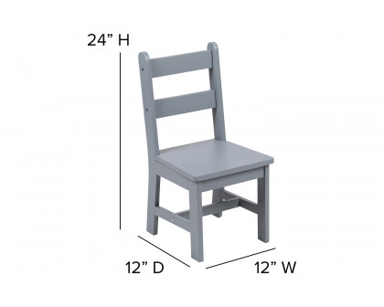 BLNK Kyndl Kids Solid Hardwood Table and Chair Set 3 Piece - Gray