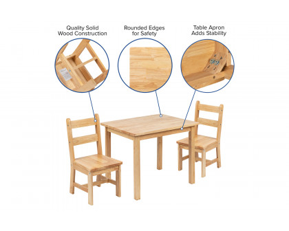 BLNK Kyndl Kids Solid Hardwood Table and Chair Set 3 Piece - Natural