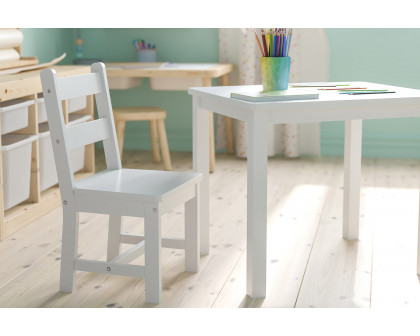 BLNK Kyndl Kids Solid Hardwood Table and Chair Set 3 Piece - White