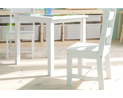 BLNK Kyndl Kids Solid Hardwood Table and Chair Set 3 Piece - White