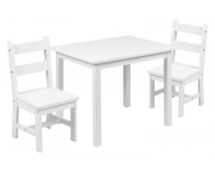 BLNK Kyndl Kids Solid Hardwood Table and Chair Set 3 Piece - White