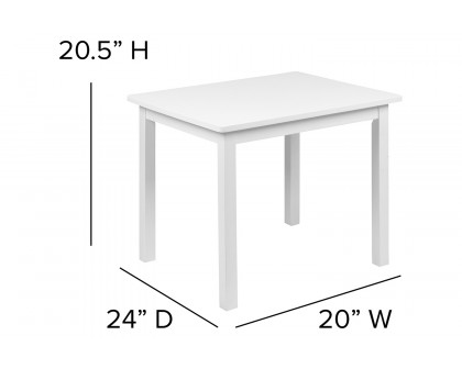 BLNK Kyndl Kids Solid Hardwood Table and Chair Set 3 Piece - White