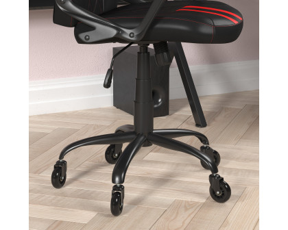 BLNK Stone Ergonomic Designer Adjustable Office Computer Chair with Transparent Roller Wheels - Black/Red