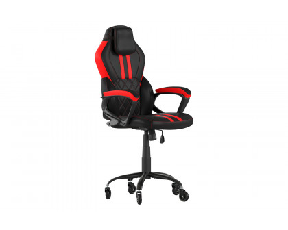 BLNK Stone Ergonomic Designer Adjustable Office Computer Chair with Transparent Roller Wheels - Black/Red