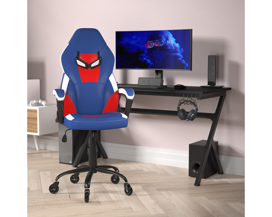 BLNK Stone Ergonomic Designer Adjustable Office Computer Chair with Transparent Roller Wheels - Red/Blue