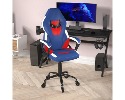 BLNK Stone Ergonomic Designer Adjustable Office Computer Chair with Transparent Roller Wheels - Red/Blue