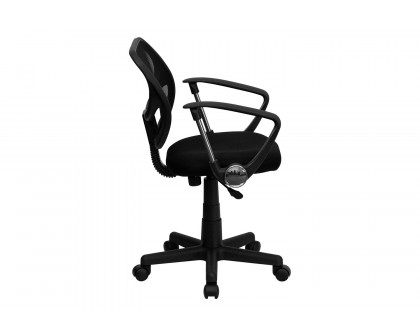 BLNK Neri Low-Back Mesh Swivel Task Office Chair with Curved Square Back - Black, with Arms