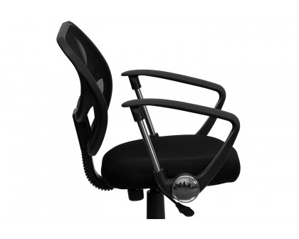 BLNK Neri Low-Back Mesh Swivel Task Office Chair with Curved Square Back - Black, with Arms