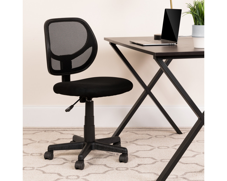 BLNK Neri Low-Back Mesh Swivel Task Office Chair with Curved Square Back - Black