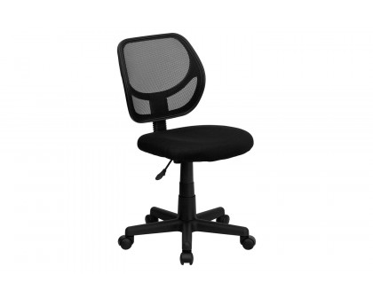 BLNK Neri Low-Back Mesh Swivel Task Office Chair with Curved Square Back - Black