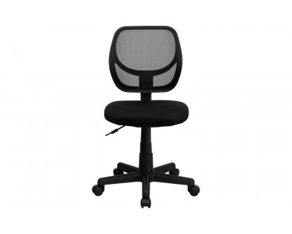 BLNK Neri Low-Back Mesh Swivel Task Office Chair with Curved Square Back - Black