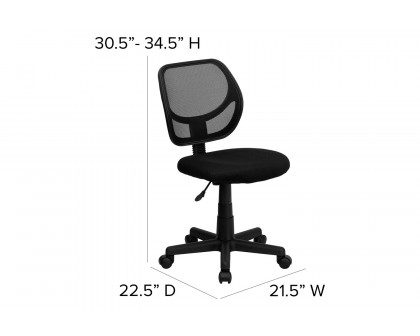 BLNK Neri Low-Back Mesh Swivel Task Office Chair with Curved Square Back - Black