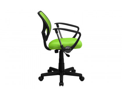 BLNK Neri Low-Back Mesh Swivel Task Office Chair with Curved Square Back - Green, with Arms