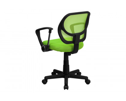 BLNK Neri Low-Back Mesh Swivel Task Office Chair with Curved Square Back - Green, with Arms