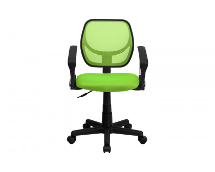 BLNK Neri Low-Back Mesh Swivel Task Office Chair with Curved Square Back - Green, with Arms