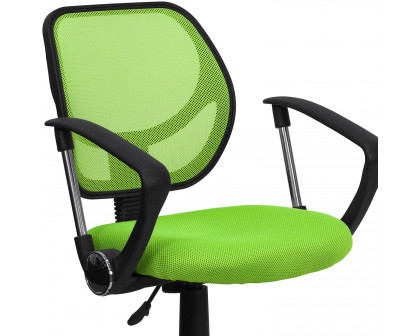 BLNK Neri Low-Back Mesh Swivel Task Office Chair with Curved Square Back - Green, with Arms