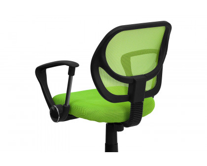 BLNK Neri Low-Back Mesh Swivel Task Office Chair with Curved Square Back - Green, with Arms