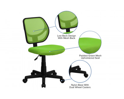 BLNK Neri Low-Back Mesh Swivel Task Office Chair with Curved Square Back - Green