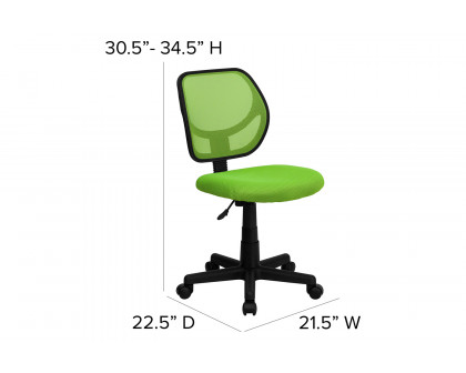 BLNK Neri Low-Back Mesh Swivel Task Office Chair with Curved Square Back - Green