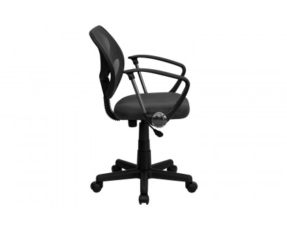 BLNK Neri Low-Back Mesh Swivel Task Office Chair with Curved Square Back - Gray, with Arms