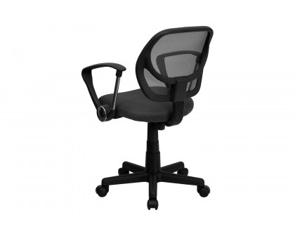 BLNK Neri Low-Back Mesh Swivel Task Office Chair with Curved Square Back - Gray, with Arms