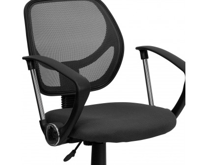 BLNK Neri Low-Back Mesh Swivel Task Office Chair with Curved Square Back - Gray, with Arms