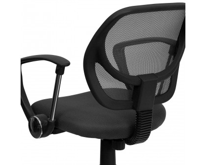 BLNK Neri Low-Back Mesh Swivel Task Office Chair with Curved Square Back - Gray, with Arms