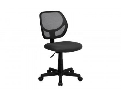 BLNK Neri Low-Back Mesh Swivel Task Office Chair with Curved Square Back - Gray