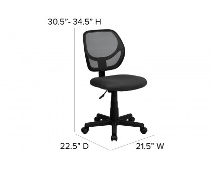 BLNK Neri Low-Back Mesh Swivel Task Office Chair with Curved Square Back - Gray