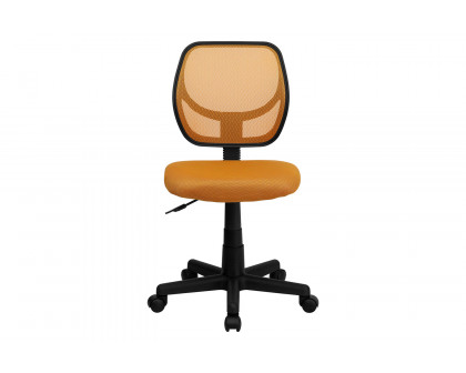 BLNK Neri Low-Back Mesh Swivel Task Office Chair with Curved Square Back - Orange