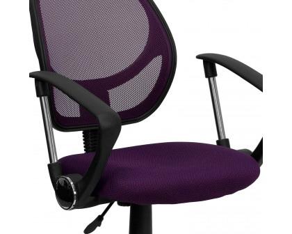 BLNK Neri Low-Back Mesh Swivel Task Office Chair with Curved Square Back - Purple, with Arms