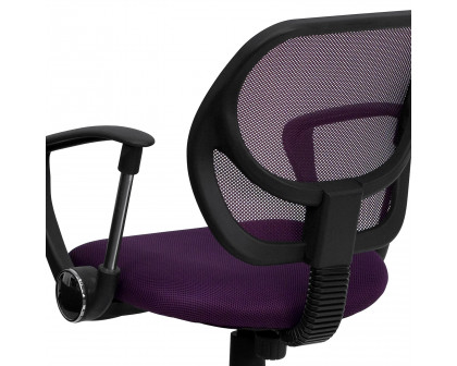 BLNK Neri Low-Back Mesh Swivel Task Office Chair with Curved Square Back - Purple, with Arms