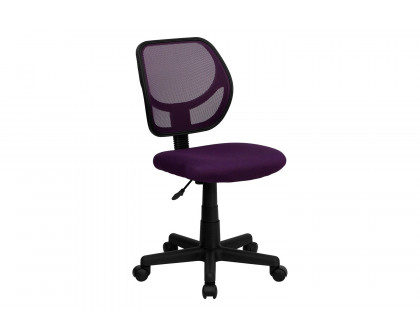 BLNK Neri Low-Back Mesh Swivel Task Office Chair with Curved Square Back - Purple