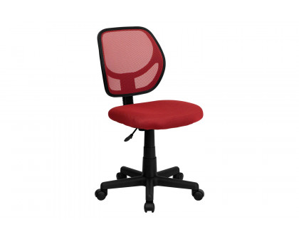 BLNK Neri Low-Back Mesh Swivel Task Office Chair with Curved Square Back - Red