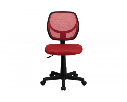 BLNK Neri Low-Back Mesh Swivel Task Office Chair with Curved Square Back - Red