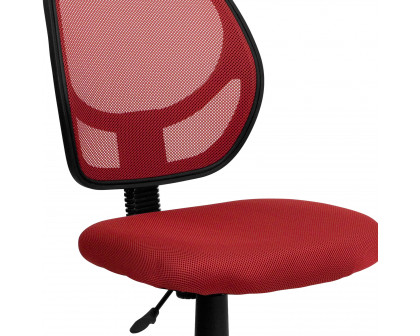 BLNK Neri Low-Back Mesh Swivel Task Office Chair with Curved Square Back - Red