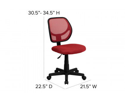 BLNK Neri Low-Back Mesh Swivel Task Office Chair with Curved Square Back - Red