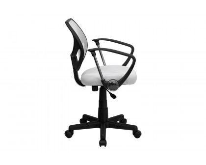 BLNK Neri Low-Back Mesh Swivel Task Office Chair with Curved Square Back - White, with Arms