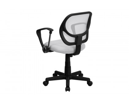 BLNK Neri Low-Back Mesh Swivel Task Office Chair with Curved Square Back - White, with Arms