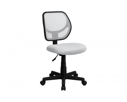 BLNK Neri Low-Back Mesh Swivel Task Office Chair with Curved Square Back - White